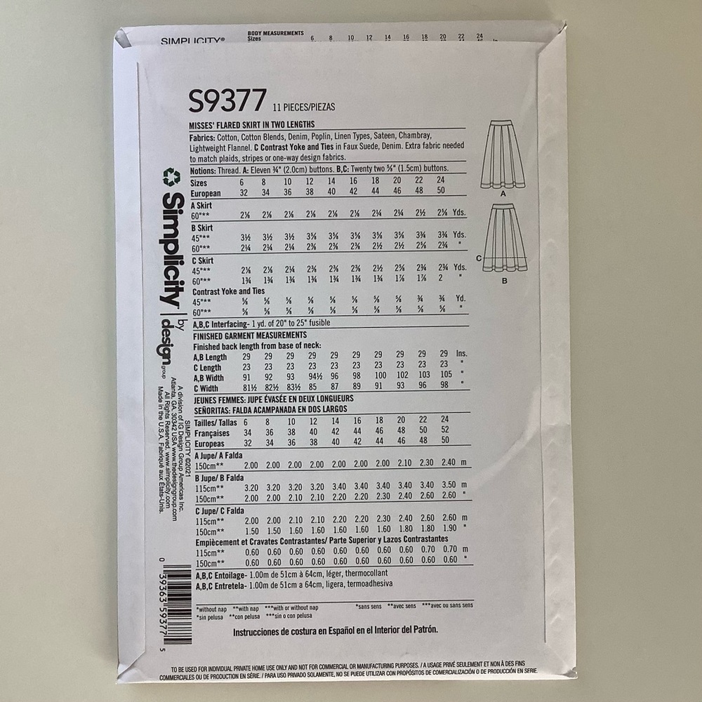 Simplicity S9377 Sewing Pattern - Picture 5 of 5